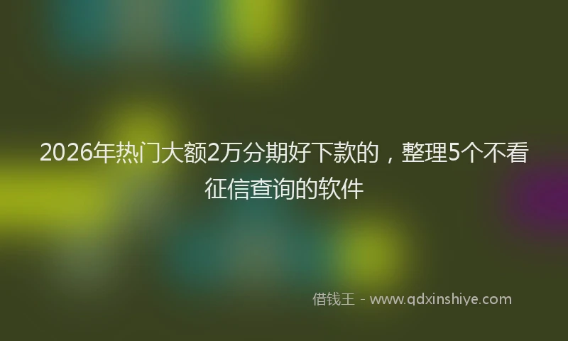 2026年热门大额2万分期好下款的，整理5个不看征信查询的软件