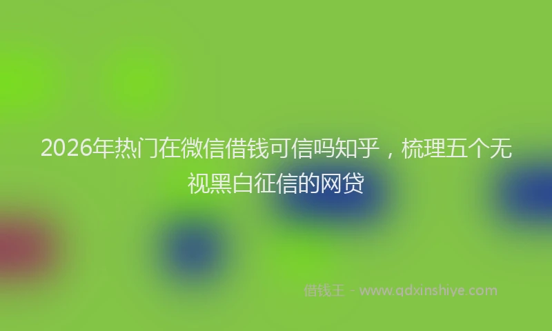 2026年热门在微信借钱可信吗知乎，梳理五个无视黑白征信的网贷