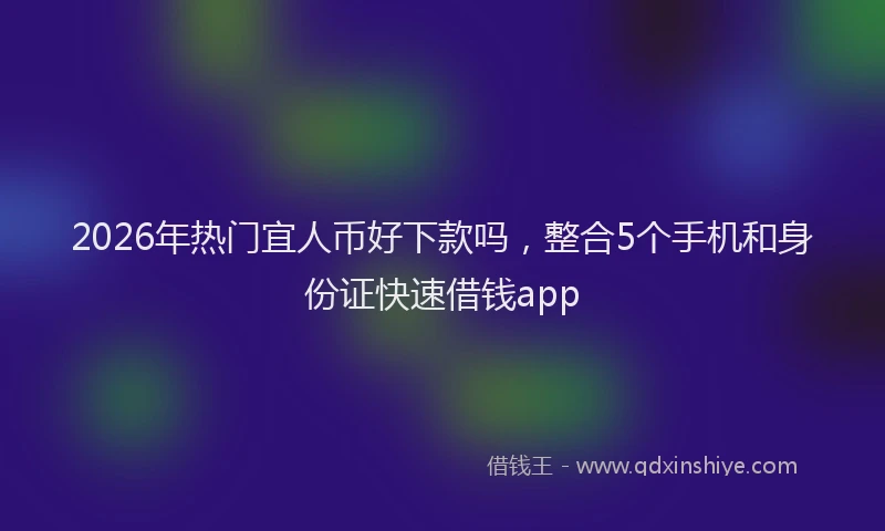 2026年热门宜人币好下款吗，整合5个手机和身份证快速借钱app