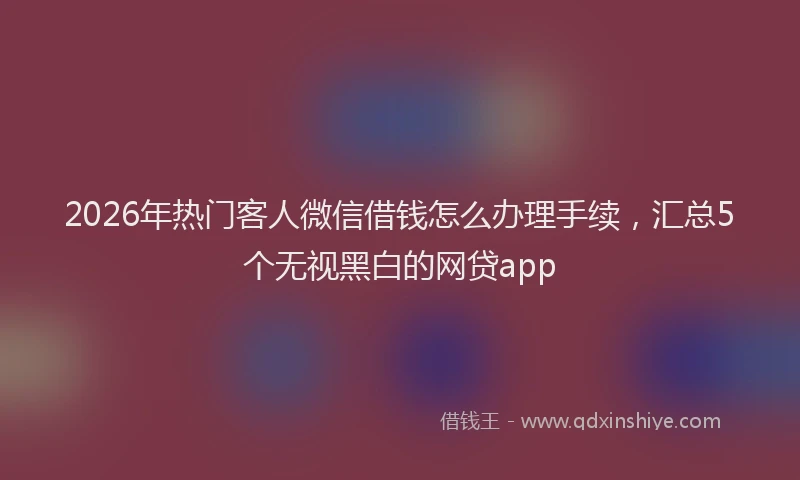 2026年热门客人微信借钱怎么办理手续，汇总5个无视黑白的网贷app