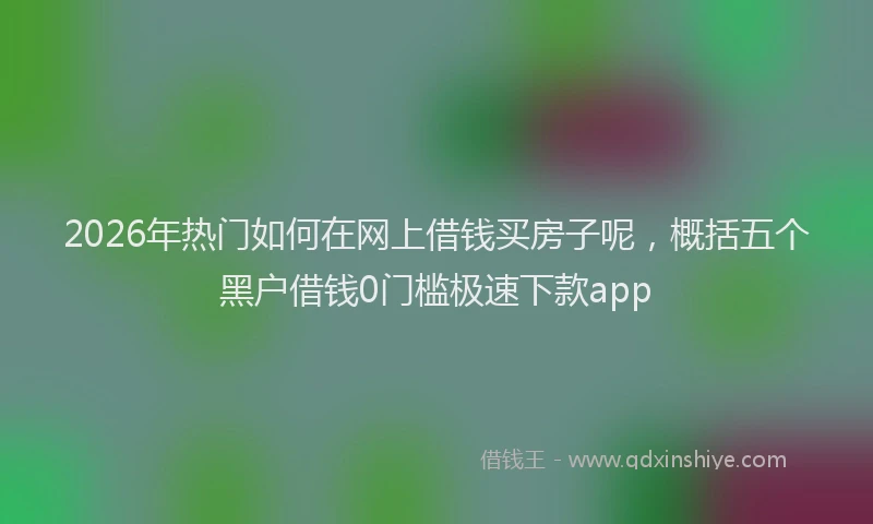 2026年热门如何在网上借钱买房子呢，概括五个黑户借钱0门槛极速下款app