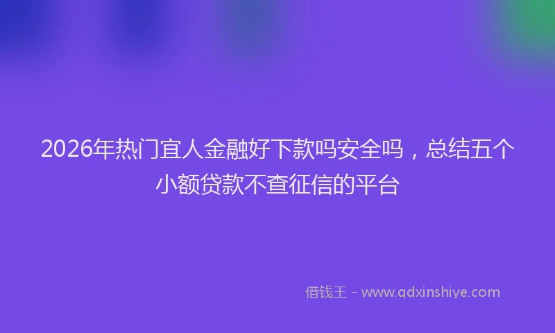 2026年热门宜人金融好下款吗安全吗，总结五个小额贷款不查征信的平台