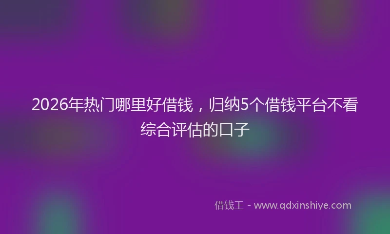 2026年热门哪里好借钱，归纳5个借钱平台不看综合评估的口子
