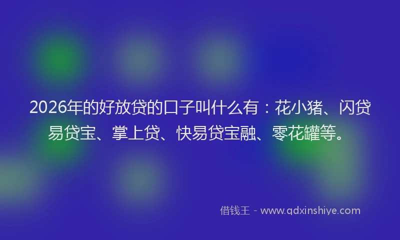 2026年的好放贷的口子叫什么有：花小猪、闪贷易贷宝、掌上贷、快易贷宝融、零花罐等。