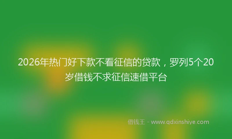 2026年热门好下款不看征信的贷款，罗列5个20岁借钱不求征信速借平台