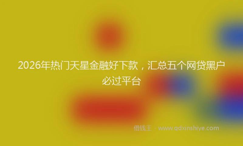 2026年热门天星金融好下款，汇总五个网贷黑户必过平台