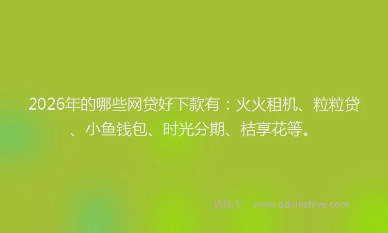 2026年的哪些网贷好下款有：火火租机、粒粒贷、小鱼钱包、时光分期、桔享花等。