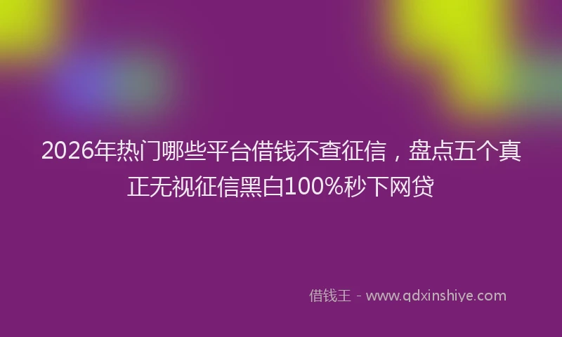 2026年热门哪些平台借钱不查征信，盘点五个真正无视征信黑白100%秒下网贷