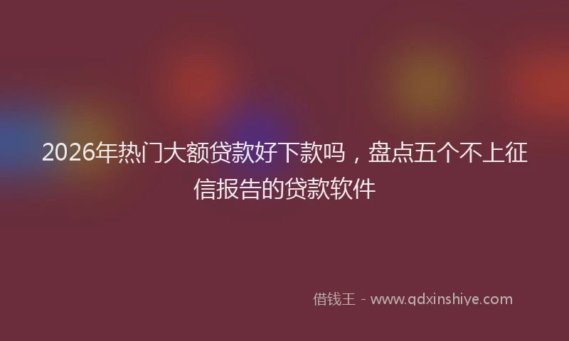 2026年热门大额贷款好下款吗，盘点五个不上征信报告的贷款软件