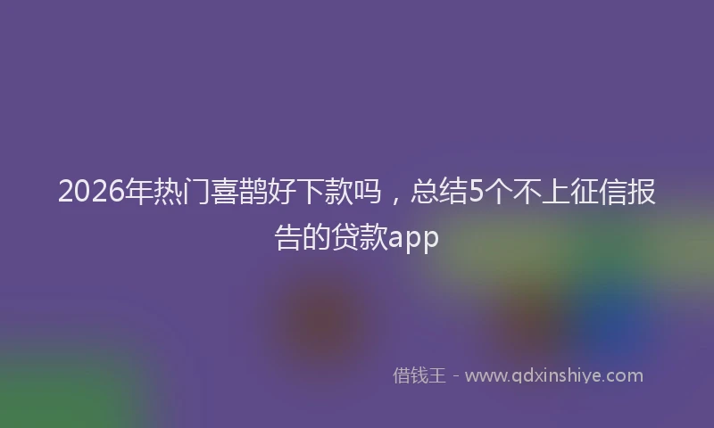 2026年热门喜鹊好下款吗，总结5个不上征信报告的贷款app