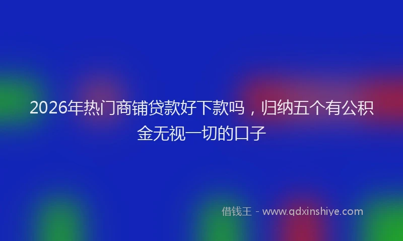 2026年热门商铺贷款好下款吗，归纳五个有公积金无视一切的口子
