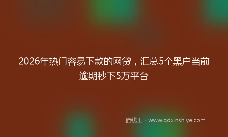 2026年热门容易下款的网贷，汇总5个黑户当前逾期秒下5万平台