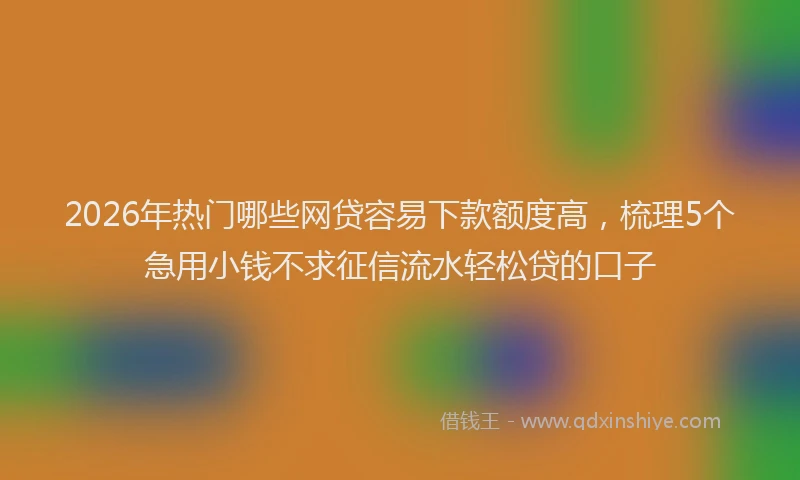 2026年热门哪些网贷容易下款额度高，梳理5个急用小钱不求征信流水轻松贷的口子