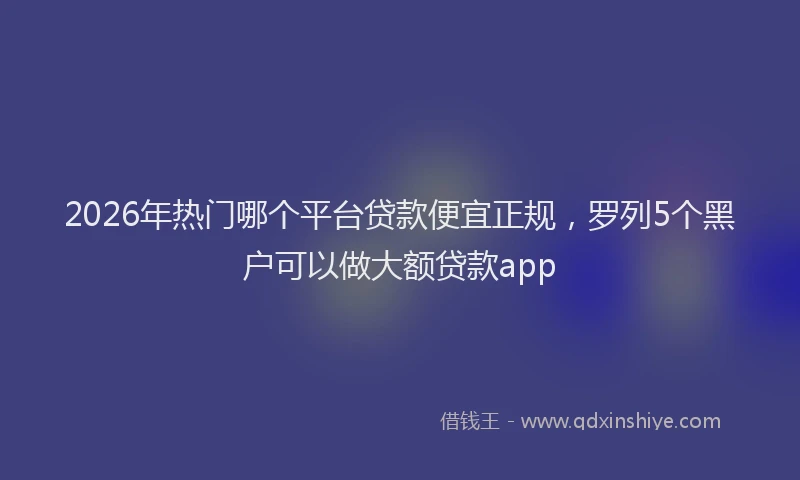 2026年热门哪个平台贷款便宜正规，罗列5个黑户可以做大额贷款app