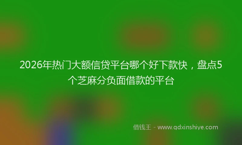 2026年热门大额信贷平台哪个好下款快，盘点5个芝麻分负面借款的平台