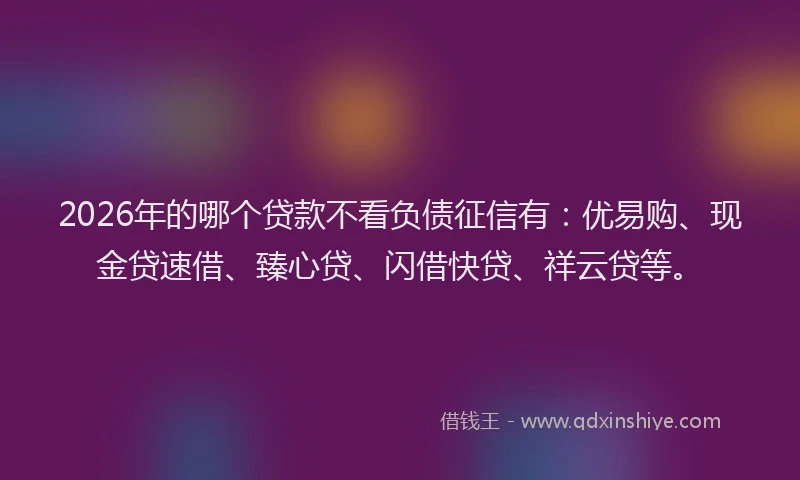 2026年的哪个贷款不看负债征信有：优易购、现金贷速借、臻心贷、闪借快贷、祥云贷等。