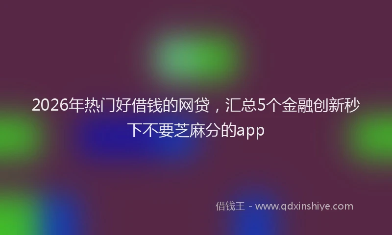 2026年热门好借钱的网贷，汇总5个金融创新秒下不要芝麻分的app