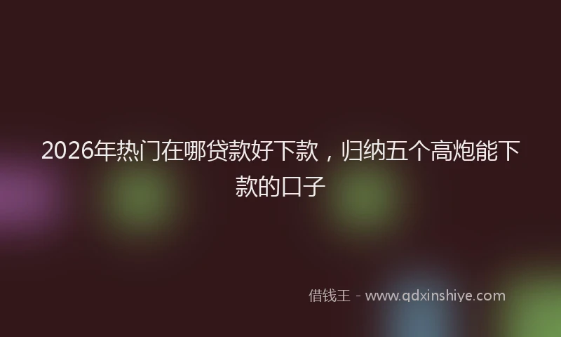 2026年热门在哪贷款好下款，归纳五个高炮能下款的口子