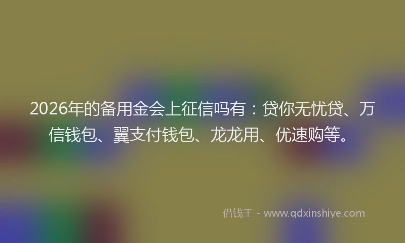 2026年的备用金会上征信吗有：贷你无忧贷、万信钱包、翼支付钱包、龙龙用、优速购等。