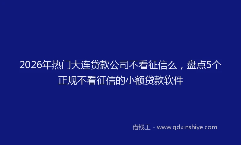 2026年热门大连贷款公司不看征信么，盘点5个正规不看征信的小额贷款软件