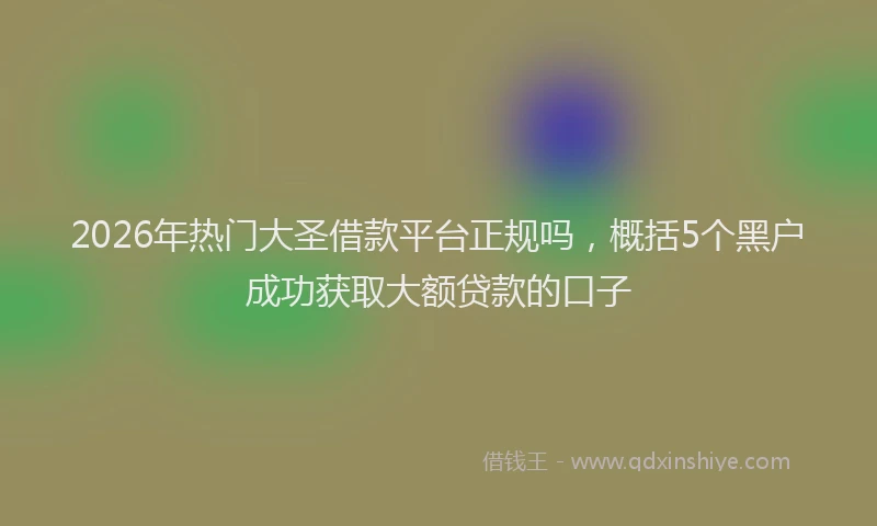 2026年热门大圣借款平台正规吗，概括5个黑户成功获取大额贷款的口子