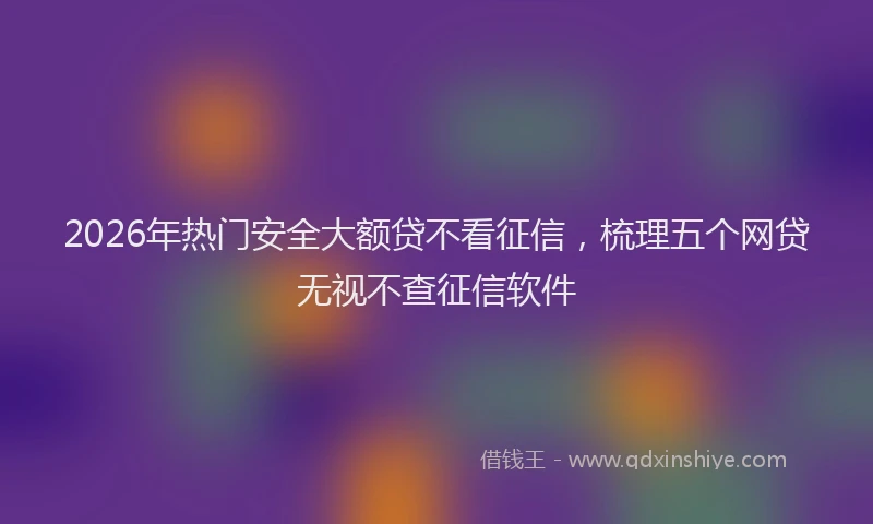 2026年热门安全大额贷不看征信,梳理五个网贷无视不查征信软件