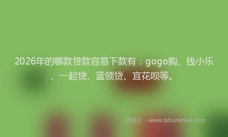 2026年的哪款贷款容易下款有：gogo购、钱小乐、一起贷、蓝领贷、宜花呗等。