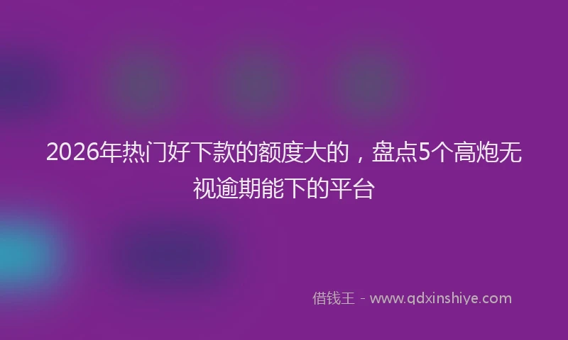 2026年热门好下款的额度大的，盘点5个高炮无视逾期能下的平台