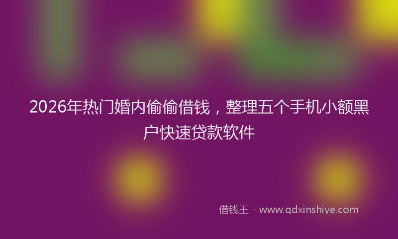 2026年热门婚内偷偷借钱,整理五个手机小额黑户快速贷款软件