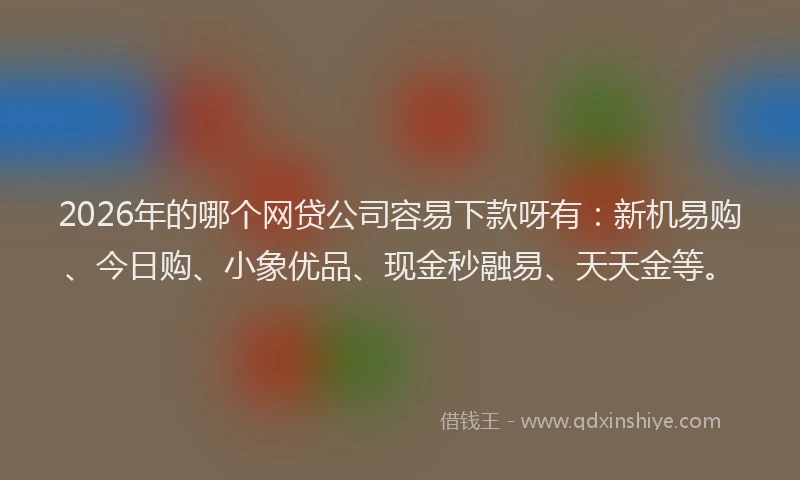 2026年的哪个网贷公司容易下款呀有：新机易购、今日购、小象优品、现金秒融易、天天金等。