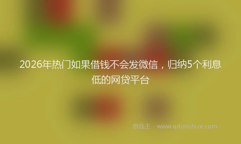 2026年热门如果借钱不会发微信，归纳5个利息低的网贷平台