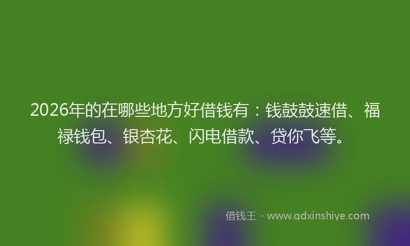 2026年的在哪些地方好借钱有：钱鼓鼓速借、福禄钱包、银杏花、闪电借款、贷你飞等。