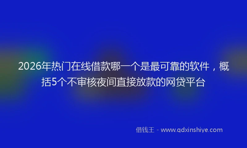2026年热门在线借款哪一个是最可靠的软件，概括5个不审核夜间直接放款的网贷平台