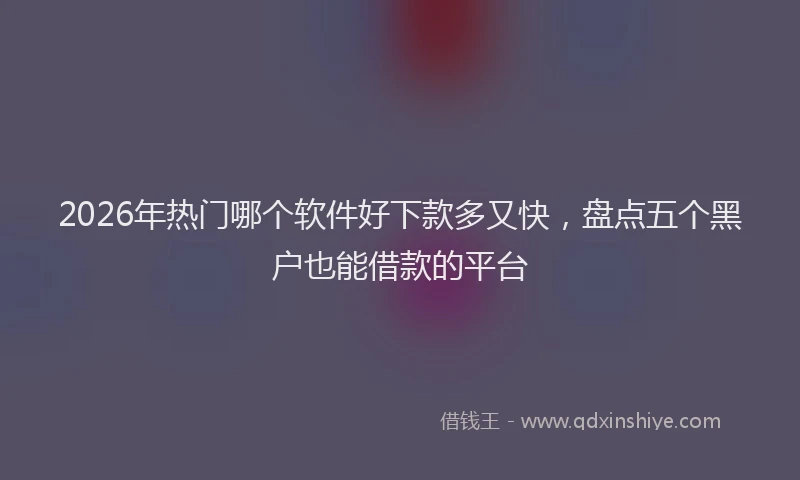 2026年热门哪个软件好下款多又快，盘点五个黑户也能借款的平台