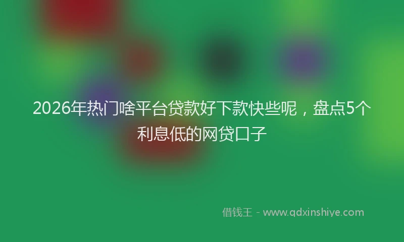 2026年热门啥平台贷款好下款快些呢，盘点5个利息低的网贷口子