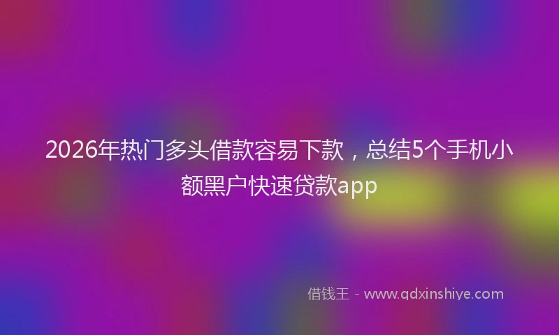 2026年热门多头借款容易下款，总结5个手机小额黑户快速贷款app