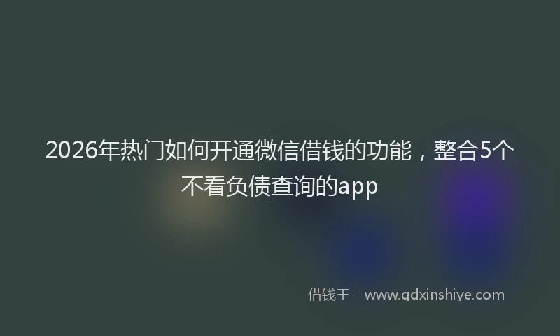 2026年热门如何开通微信借钱的功能，整合5个不看负债查询的app