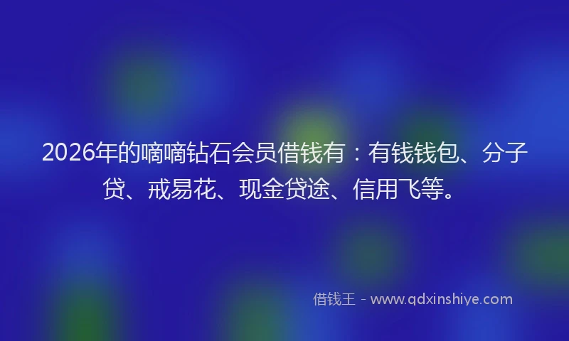 2026年的嘀嘀钻石会员借钱有：有钱钱包、分子贷、戒易花、现金贷途、信用飞等。