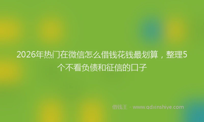 2026年热门在微信怎么借钱花钱最划算，整理5个不看负债和征信的口子