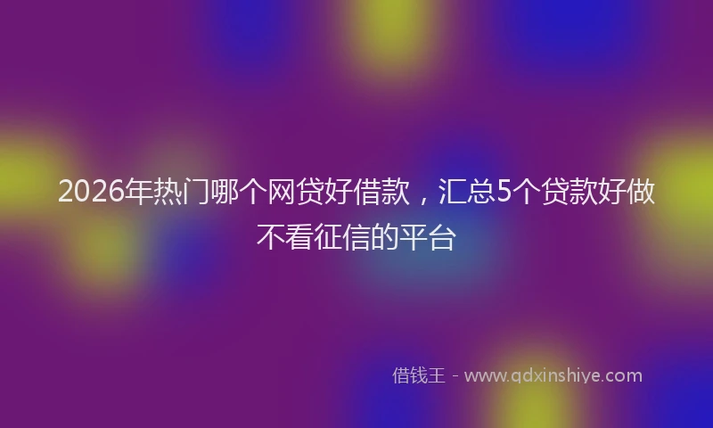 2026年热门哪个网贷好借款，汇总5个贷款好做不看征信的平台