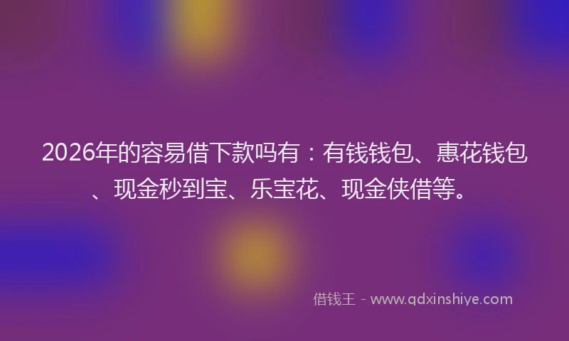 2026年的容易借下款吗有：有钱钱包、惠花钱包、现金秒到宝、乐宝花、现金侠借等。