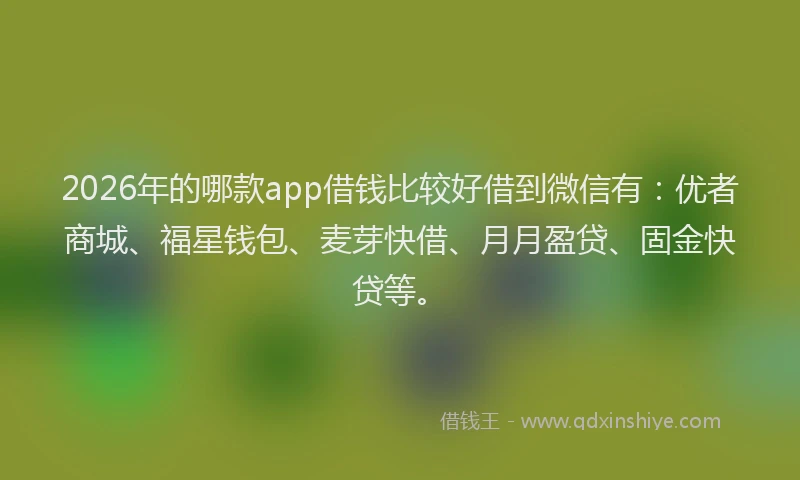 2026年的哪款app借钱比较好借到微信有：优者商城、福星钱包、麦芽快借、月月盈贷、固金快贷等。