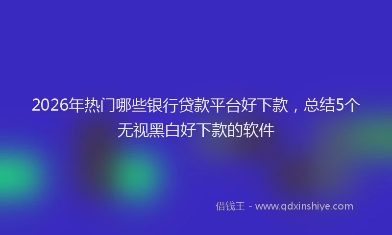2026年热门哪些银行贷款平台好下款，总结5个无视黑白好下款的软件
