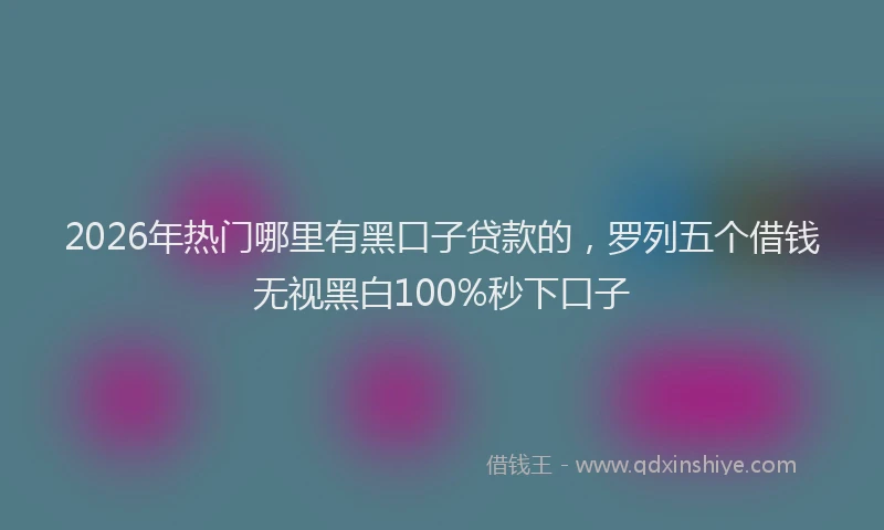 2026年热门哪里有黑口子贷款的，罗列五个借钱无视黑白100%秒下口子
