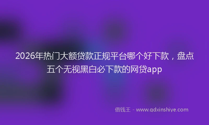 2026年热门大额贷款正规平台哪个好下款，盘点五个无视黑白必下款的网贷app