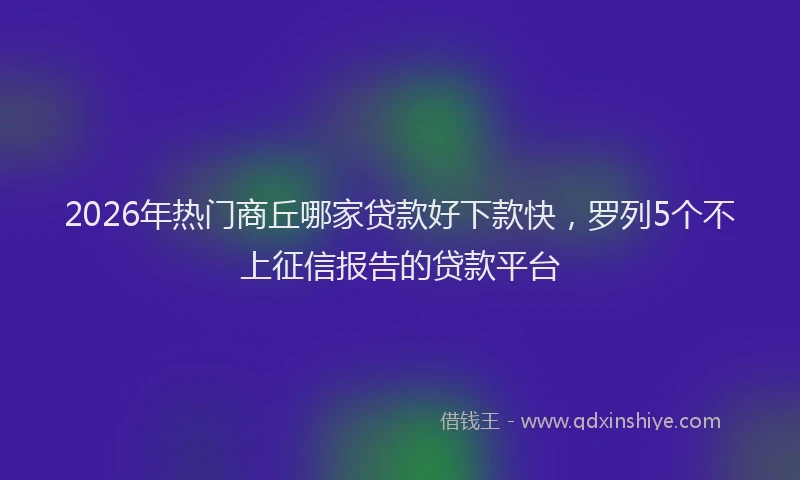2026年热门商丘哪家贷款好下款快，罗列5个不上征信报告的贷款平台