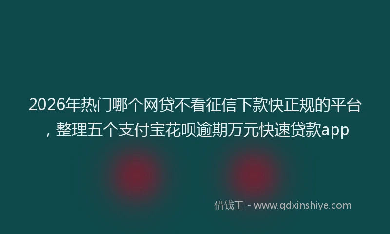 2026年热门哪个网贷不看征信下款快正规的平台，整理五个支付宝花呗逾期万元快速贷款app