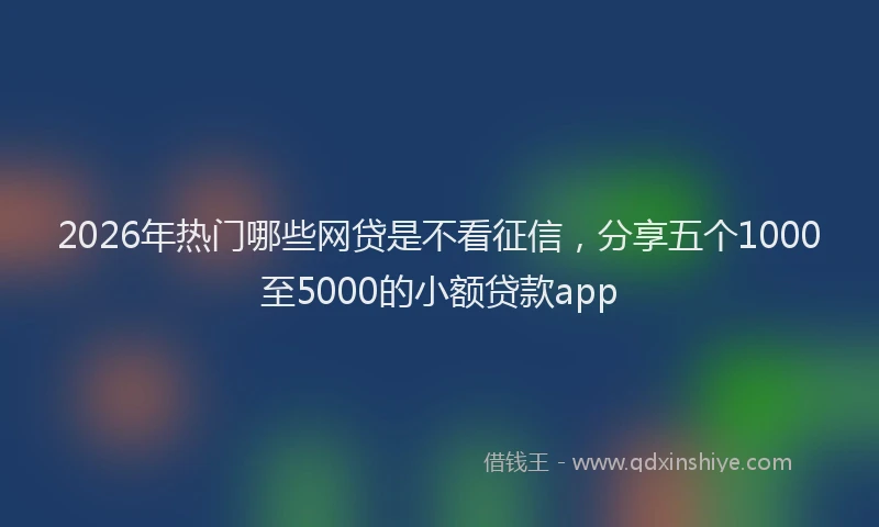 2026年热门哪些网贷是不看征信，分享五个1000至5000的小额贷款app
