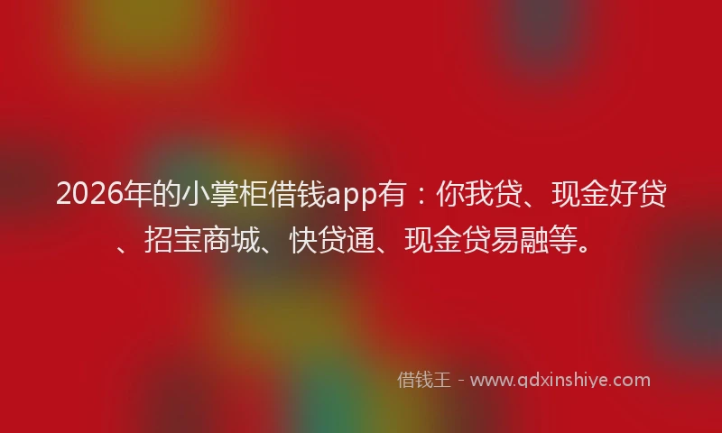 2026年的小掌柜借钱app有：你我贷、现金好贷、招宝商城、快贷通、现金贷易融等。