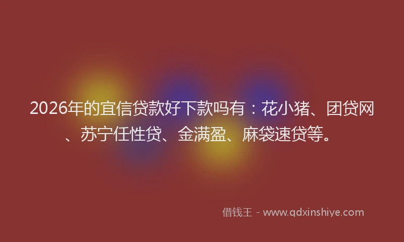 2026年的宜信贷款好下款吗有：花小猪、团贷网、苏宁任性贷、金满盈、麻袋速贷等。